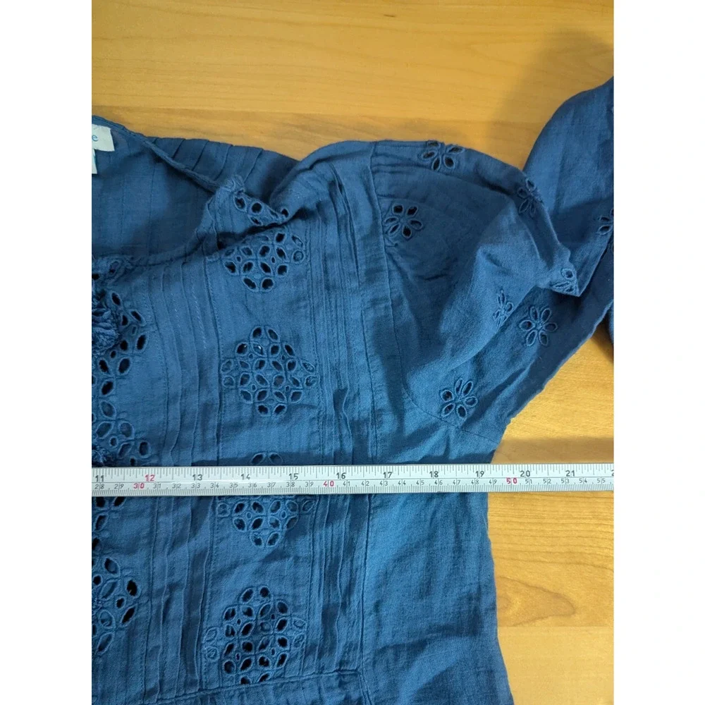 Sundance Blue Embroidered Babydoll Dress Small X1 Boho Cottage Fairy Coquette